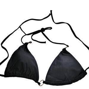 Women’s Triangle String Bikini Top w/ Gold Disc – Black – Medium – NWOT